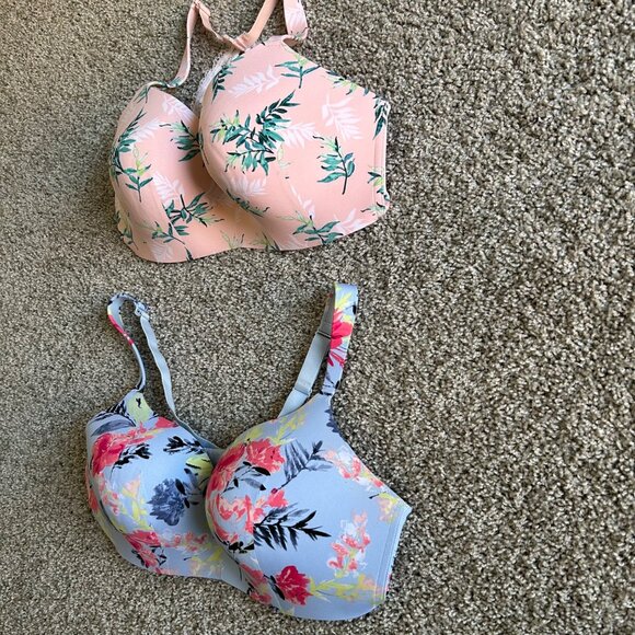 Cacique 42DD Floral T-Shirt & Plunge Bras Set Of 2 - Picture 10 of 10
